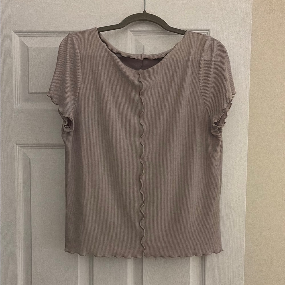 Abercrombie & Fitch Taupe Ruffle Tee